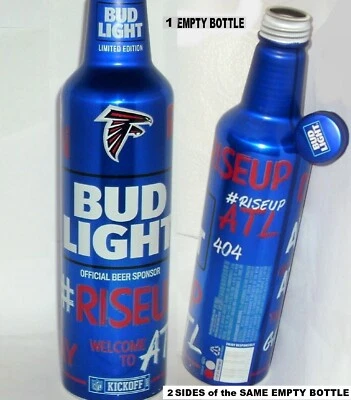 1 GARRAFA DE ALUMÍNIO VAZIA 2021 ATLANTA FALCONS BUD LIGHT NFL BEER GEÓRGIA FUTEBOL - Imagem 1 de 4