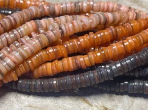 Shell Heishi Bead Strands Salmon Coconut or Orange 5~6x1~2mm 15.35" Hole-1mm - Picture 1 of 13
