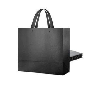 6PCS 17.5"x6"x16" Black Glossy Gift Bags Premium Paper Bags with Handles - Picture 1 of 6