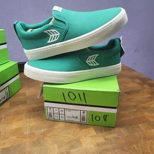 Cariuma Skateboarding Slip-On Green Canvas Ivory Skate Shoes Mens 7.5 / Women 9 - Picture 1 of 8