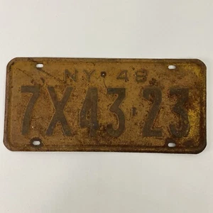 Vintage New York NY 48 License Plate 1948 Tag 7X4323 - Picture 1 of 2