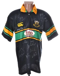 NORTHAMPTON RUGBY UNION SHIRT JERSEY CANTERBURY SIGNED M - Picture 1 of 9