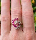Natural Ruby Gems Pave Diamond Ring 925 Sterling Sliver Valentine's Gift Ring