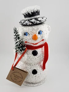 Schaller Paper Mache Candy Container Medium Snowman Holding a Tree 1850 - Picture 1 of 10