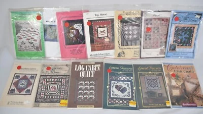 Quilt Pattern Lot Angel Carolina Lily Dragonflies Log Cabin Horse Basket Heart - Image 1 of 4