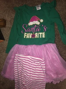 Country Daisies Girls Christmas Outfit Size 6 Santa’s Favorite - Picture 1 of 7