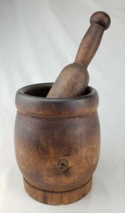 Antique Treen Wood Burl Mortar & Pestle Primitive Folk Art Apothecary Druggist - Picture 1 of 12