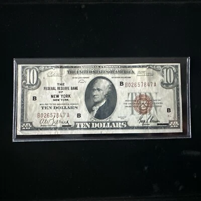 Vintage 1929 $10 Federal Reserve Bank of NEW YORK NY Brown Seal Crispy - Image 1 of 4