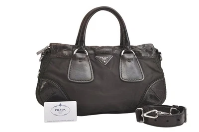 Authentic PRADA Vintage Nylon Leather 2Way Shoulder Hand Bag Brown 3633N - Image 1 of 4