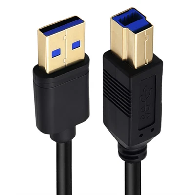 USB 3.0 A Male to B Male Cable Gold Plated SuperSpeed Data Cord - Image 1 of 4