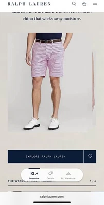 Pantalones Cortos de Golf Polo Ralph Lauren 9” Calce Clásico Rendimiento Para Hombre Talla 38 Rosa 38” Foto 1 de 4