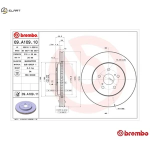 2x BRAKE DISC 09.A109.11 FOR LEXUS TOYOTA 2GR-FE 3.5L 1MZ-FE 3.0L 3MZ-FE 3.3L - Picture 1 of 10