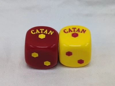 Settlers Of Catan 红色和黄色棋盘游戏 D6 骰子 — 第 1/4 张图片