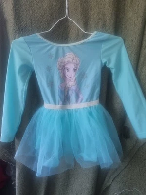 Niñas Disney ELSA Frozen Talla 4 Azul Estilo Tutú Vestido Manga Larga Casi Nuevo, Foto 1 de 4