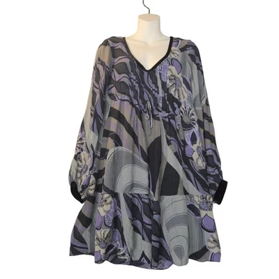 United Colors of Benetton Womens Medium Mini Dress Velvet Trim Flowy Whimsygoth  - Image 1 of 4