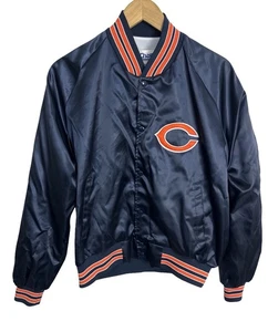 Chaqueta de satén vintage Chicago Bears para hombre línea de tiza talla XL hecha en EE. UU. - Imagen 1 de 5