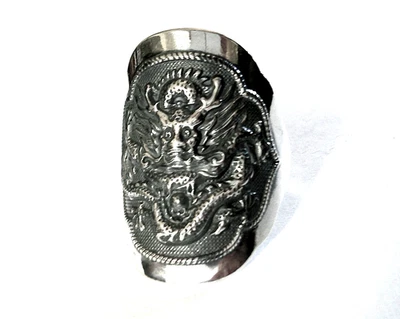 Anel Dragon Shield de prata esterlina / tamanho 13 / prata esterlina 925 / 12,1 g - Imagem 1 de 4