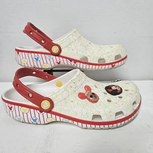 Disney Crocs Shoes Womens Size 10 Mens Size 8 Popcorn Minnie Mouse Jibbitz - Picture 1 of 8