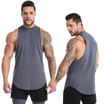 Mens Fitness Sleeveless Muscle Tee Solid Blank Tank T Shirt Hot Summer Gym Top - Image 1 of 4