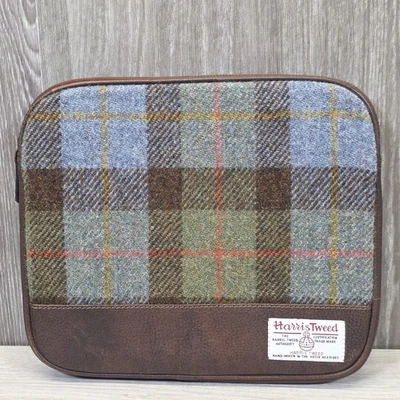 M&S Harris Tweed Tartan Wool iPad Tablet Document Storage Case Bag 10.5" 9" Rare - Image 1 of 4
