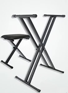 Keyboardständer-Set, Ständer doppelstrebig, Klavierbank, Pianositz, verstellbar - Bild 1 von 13