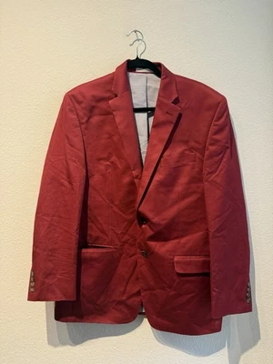 CHAPS Burgundy Red Cotton 2 Button Sport Coat Blazer Size 42R Holiday Derby - Image 1 of 4