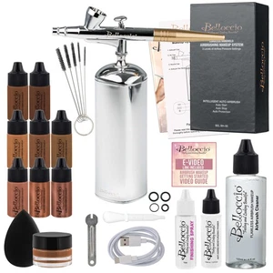 Belloccio Cordless Handheld Airbrush Makeup System 4 Dark Foundation Shades 18pc - Picture 1 of 5