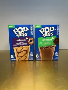 ⚫️ New Girl Scouts Kellogg’s Pop Tarts Frosted Coconut Caramel & Chocolate Mint - Picture 1 of 3