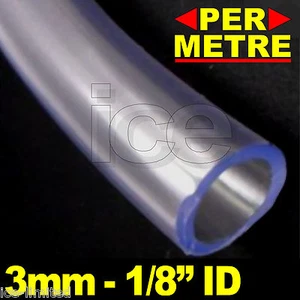 1m TUBO PVC TRASPARENTE NON RINFORZATO 3mm 1/8" PESCI LAGHETTO ACQUA ACQUARIO TUBO ARIA - Foto 1 di 1