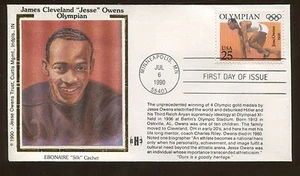 Silk Cachet James Cleveland Owens Olympian 1990 FDC Minneapolis US Stamp #2496 - Picture 1 of 2