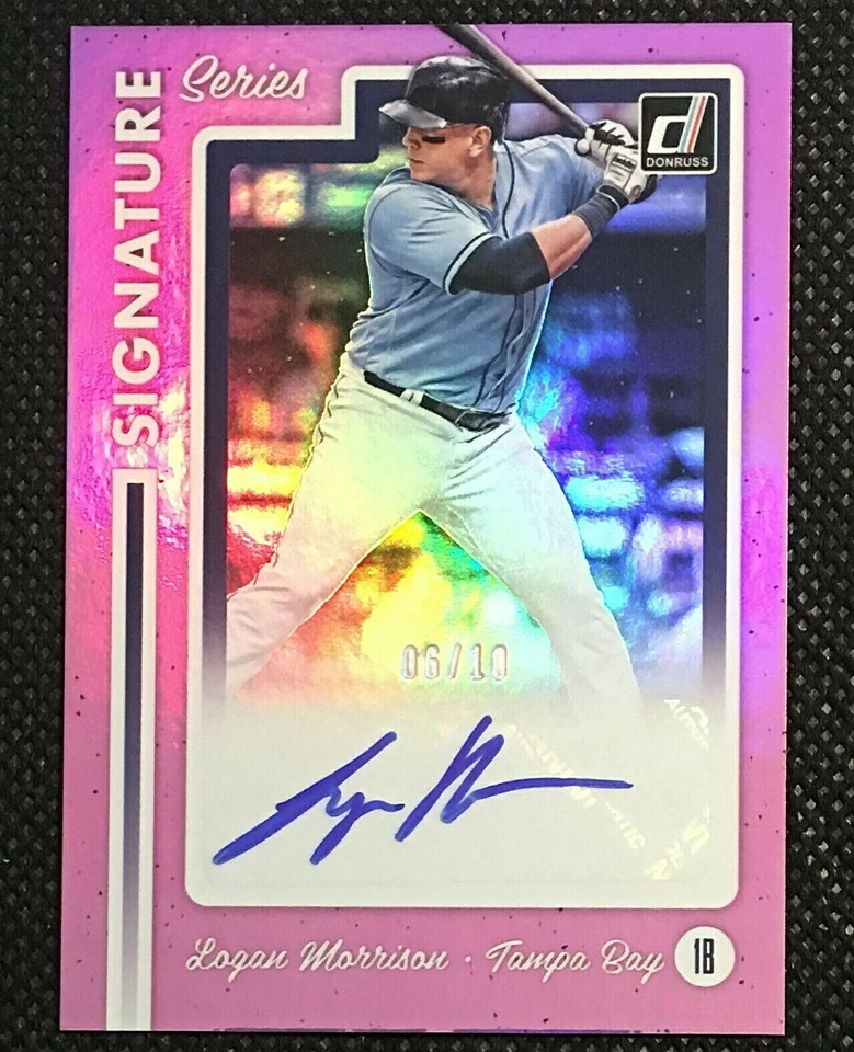 2017 Donruss Signature Series Pink /10 Autograph #SS2-LO Logan Morrison Rays SSP - Image 1 of 3
