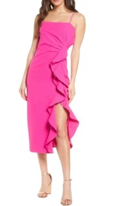 Bardot Pink Rona Ruffle Midi Dress, Size XL/12 NWT - Picture 1 of 8