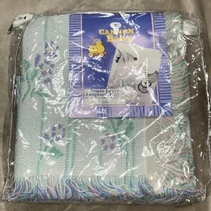 Vintage Cannon Baby Blumen Jacquard Überwurf Decke Fransen Pillowtex 36x50 USA - Bild 1 von 7