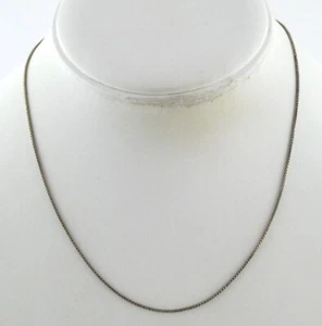 Italy Sterling Silver Box Chain Necklace 925 1mm Thickness 16 Inch Length 2.5g - Picture 1 of 10