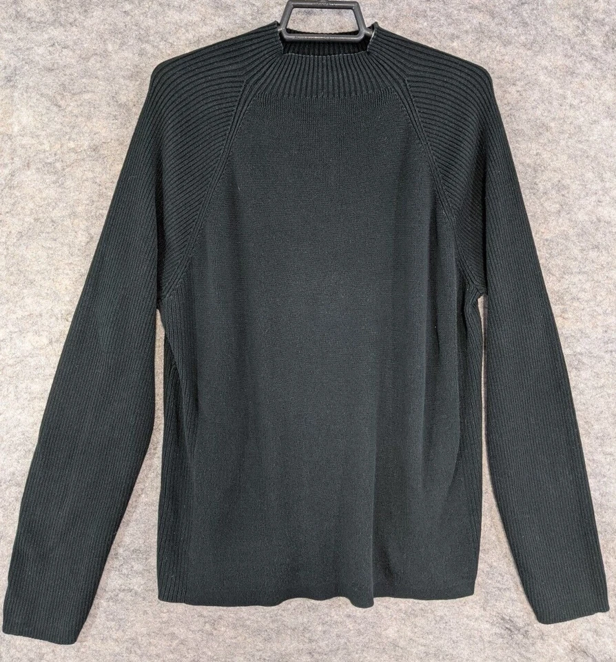 Relativity Sweater Womens Large Black Cotton Mock Turtleneck Long Raglan Sleeve  - Image 1 of 4