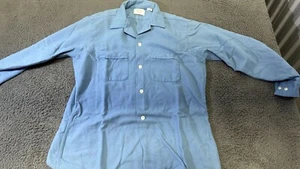 Vintage Golden Arrow Wonder Wool Mens LG Blue Button-Up Shirt Made in USA - Picture 1 of 13