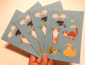 4 Cards Hallmark Heartline CATS Cats Blank Inside use for Hello B'day Vet Note - Picture 1 of 6