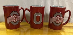 Ohio State Buckeyes Coffee Mugs 16 Oz 5" Raised Graphics Front/Back Lot of 3 NEW - Picture 1 of 17