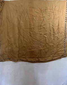 Unbranded Sqaure Scarf Womans One Size Geometric Brown Fringe Flaws - Picture 1 of 8