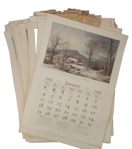 Enorme lote: 39 calendarios Currier e Ives para viajeros, ¡16"" x 22""! ¡Gran precio incluido! - Imagen 1 de 24