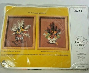 The Creative Circle Crewel Embroidery Kit #541 Cattails & Daisies 1984 - Picture 1 of 3