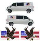 Pair 500mm Long Bald Eagle + USA Flag Graphic Decals Stickers Van Caravan Camper