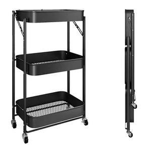 Trolley Kitchen 3 Tier 3 Shelves on Wheels Bathroom Storage Cart Rolling Trolley - Picture 1 of 8