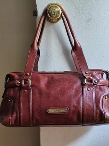 Vintage Cole Haan Fire Red Leather Satchel Women's Shoulder Purse - Picture 1 of 22