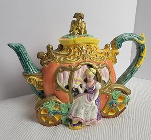 Cinderella Fairy Tale 1995 Fitz & Floyd 7" Pumpkin Pitcher Coach TeaPot Ceramic - Picture 1 of 12