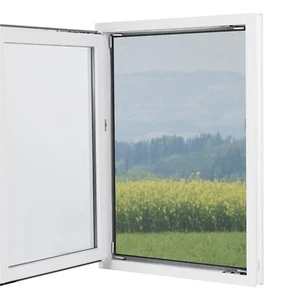 2x Fenster Moskitonetz Pollenschutzgitter mit Magnetbefestigung 130x150 cm Grau - Bild 1 von 8
