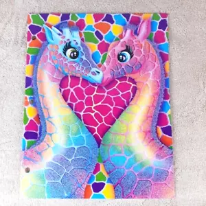 Lisa Frank Folder NEW Glitter Wild Love GIRAFFES 2 Pocket School Portfolio - Picture 1 of 3