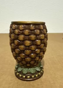 Vintage Painted Glass Pineapple Shaped Woven Look Drink Glass - Picture 1 of 6