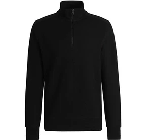 Hugo Boss Mens Sweatshirt BOSS H Sidney Mercerised 1/4 Zip Jumper in Black - Picture 1 of 8
