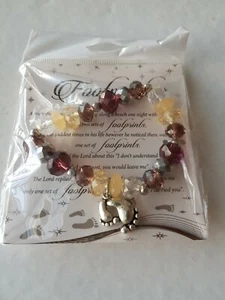 Footprints Prayer Bracelet With Feet/Footprint Charm - Picture 1 of 2
